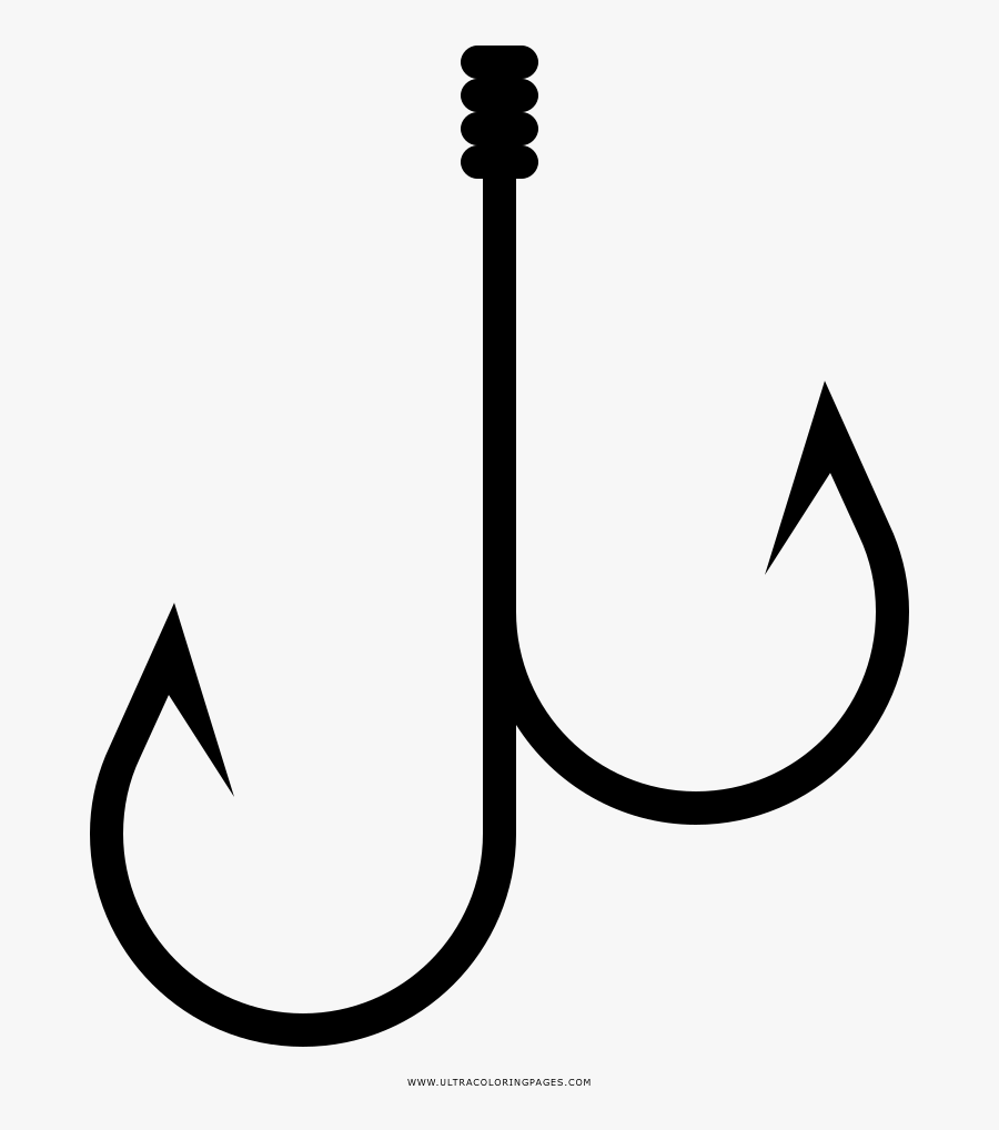 Fish Hook Coloring Page, Transparent Clipart