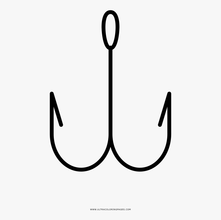 Fishing Hook Coloring Page - Line Art, Transparent Clipart