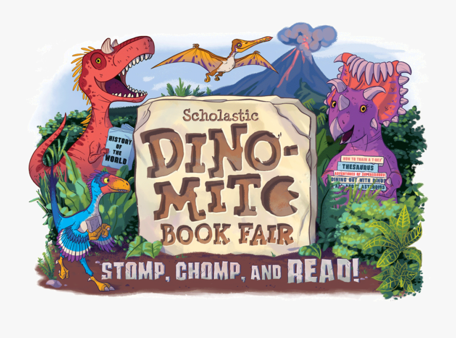 500014 Dino Mite Clip Art Logo-adj - Scholastic Dino Mite Book Fair, Transparent Clipart
