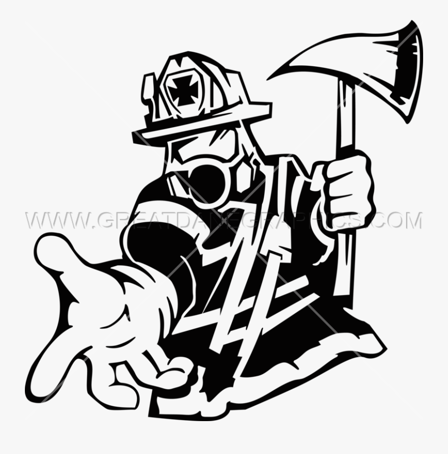 Firefighter Silhouette Black And White, Transparent Clipart