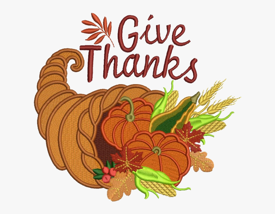 Cornucopia X Give Thanks Thanksgiving Filled Machine - Illustration, Transparent Clipart