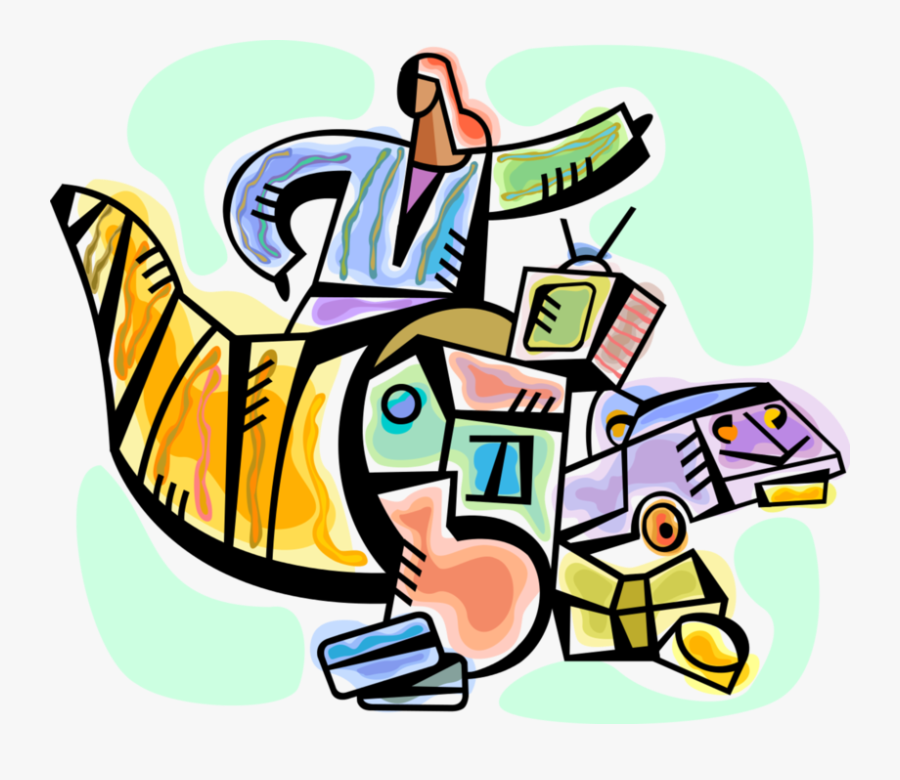 Vector Illustration Of Successful Woman With Cornucopia, Transparent Clipart