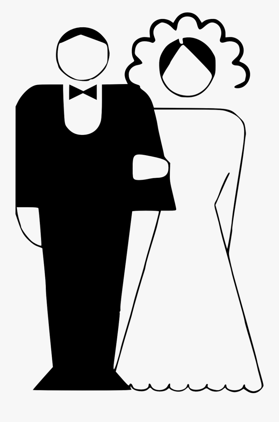 Black & White Bride And Groom Clip Art At Clker - Marriage Black And White Clipart, Transparent Clipart