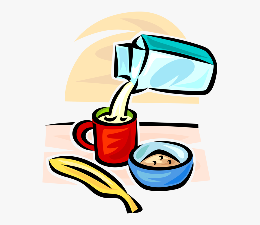 Vector Illustration Of Dairy Milk Carton, Mug Cup, - Tazza Latte Clip Art, Transparent Clipart
