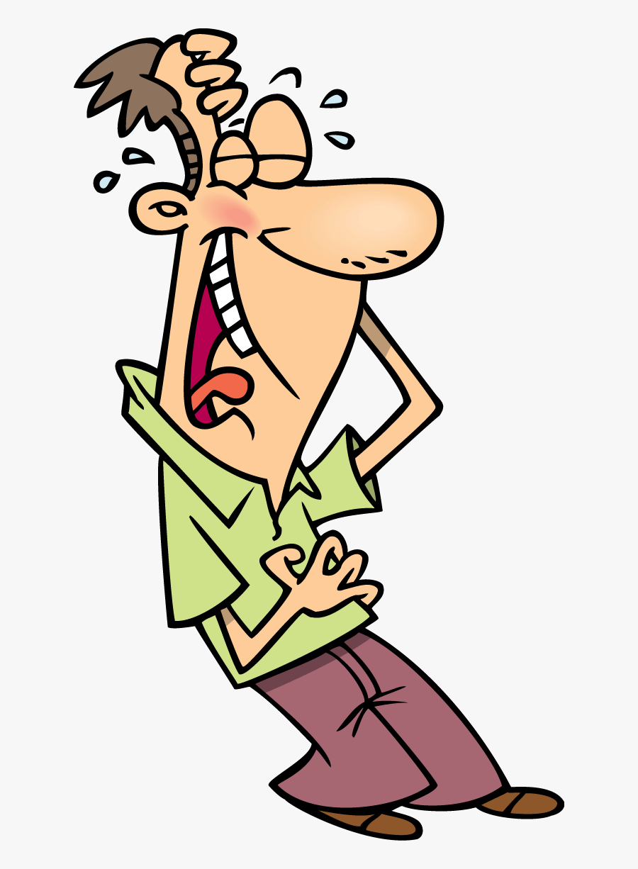 Cartoon Man Laughing While Holding His Stomach, Transparent Clipart