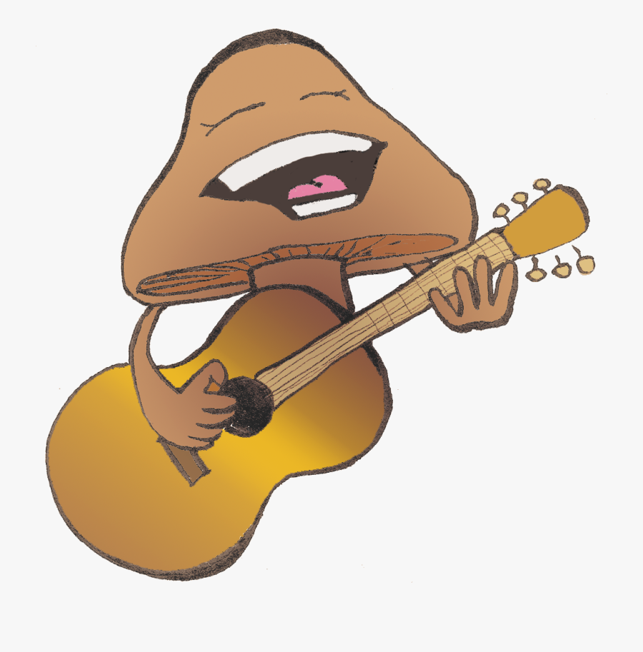 Mushroom3b - Mushroom Playing Guitar, Transparent Clipart