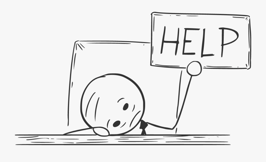 Trapped Clipart Stress - Depression Cartoon Black And White, Transparent Clipart