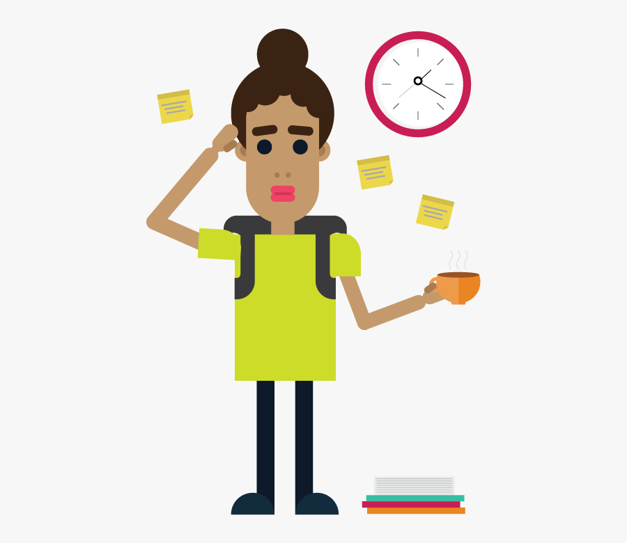 Stressed Student With To Do Lists And Coffee - Student Stress Logo Png, Transparent Clipart