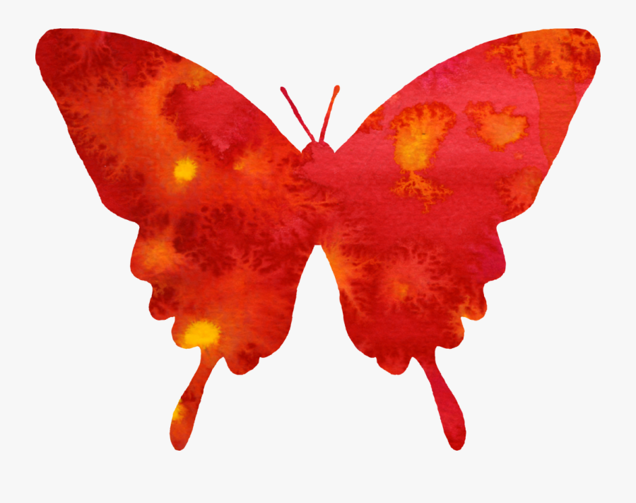 Butterfly, Clipart, Red, Watercolor, Cute, Flying, Transparent Clipart