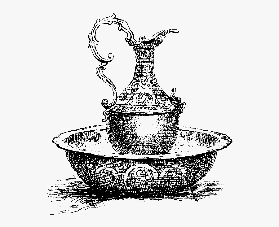 Bath Vintage Wash Basin Pitcher Download - Doodle, Transparent Clipart