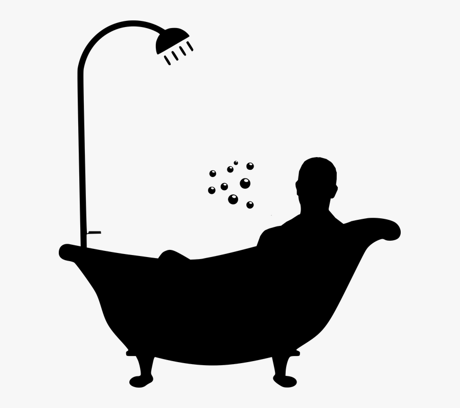 Bathtub, Bubble, Man, Bath, Silhouette, Care, Health - Man In Bath Silhouette, Transparent Clipart