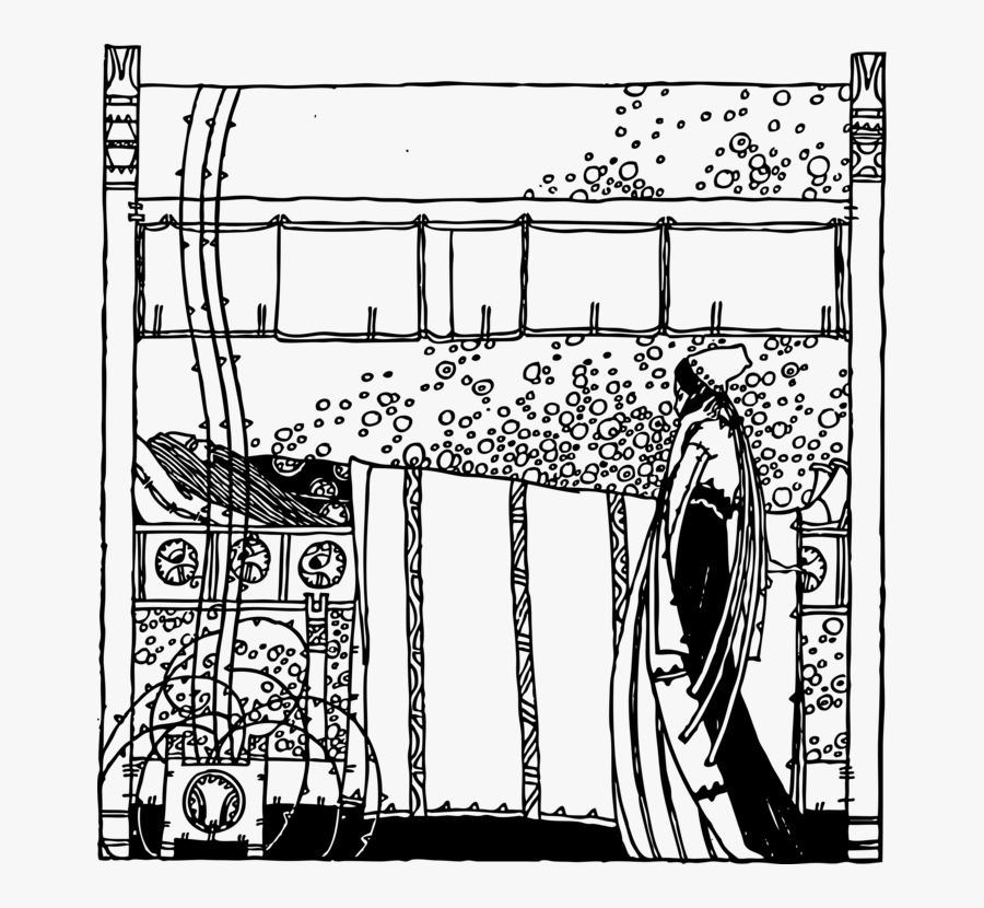 Death Of Attila Charles Kos Black White Line Art 555px - Death, Transparent Clipart