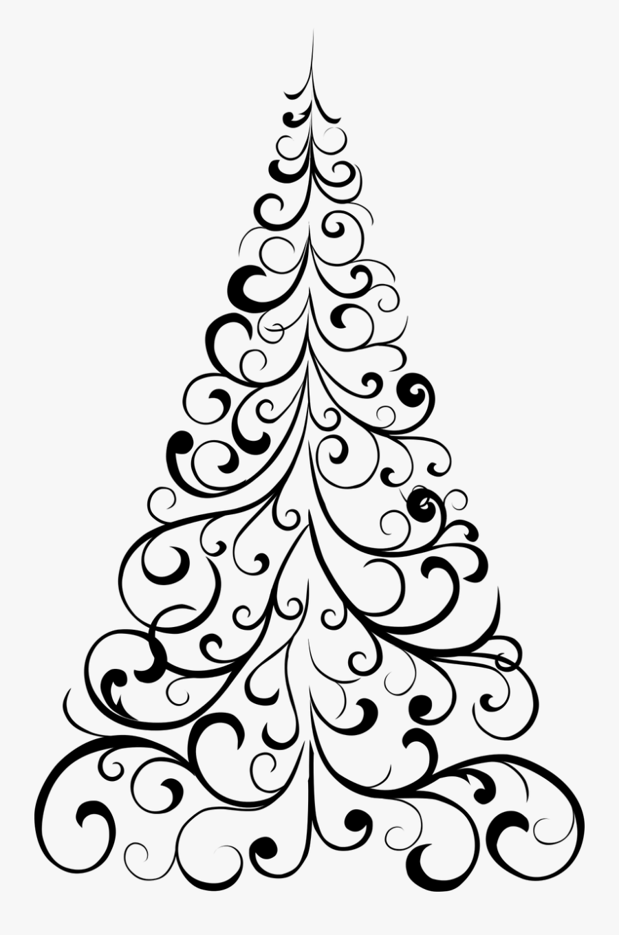 Jpg Free Library Black And White Christmas Tree Clipart - Christmas Tree Draw Png, Transparent Clipart