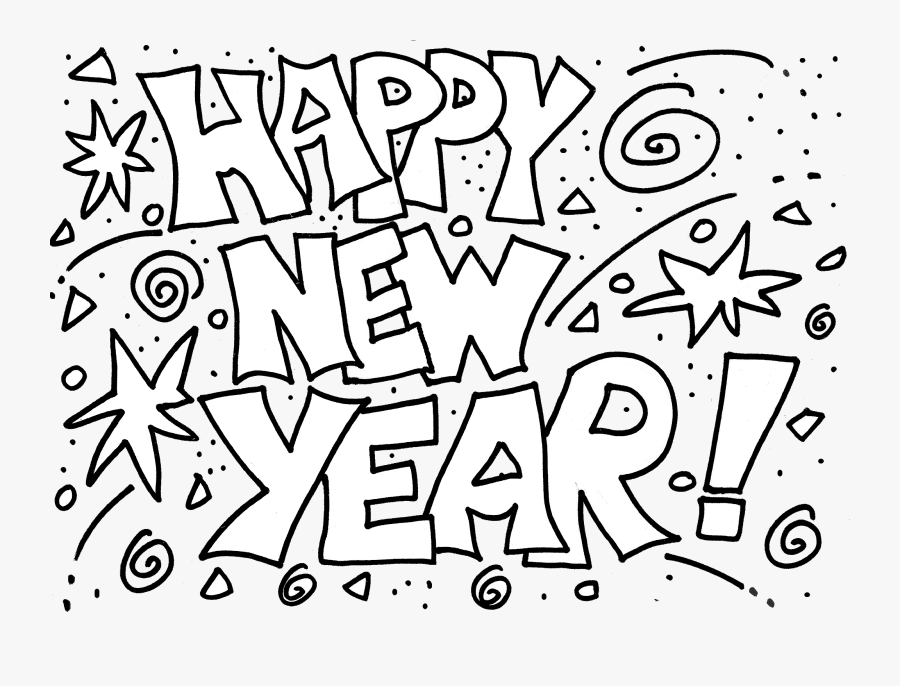 Coloring Pages Happy New Year, Transparent Clipart
