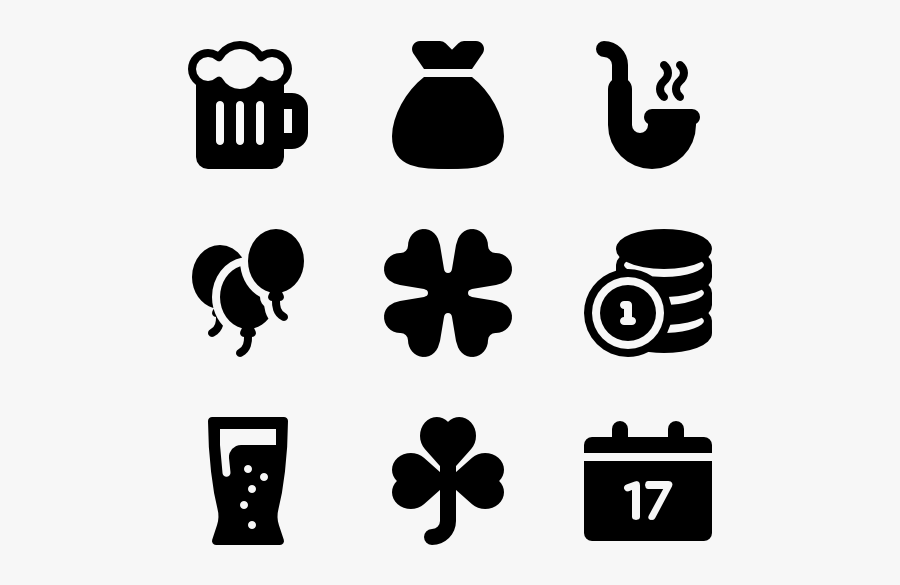 Saint Patrick Day - Lucky Icons, Transparent Clipart