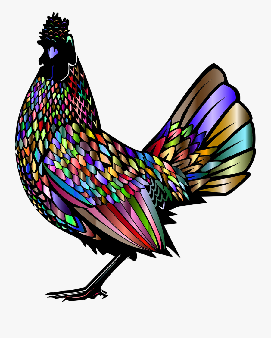 Rooster, Chicken, Animal, Art, Colorful, Prismatic - Gold Rooster Png, Transparent Clipart