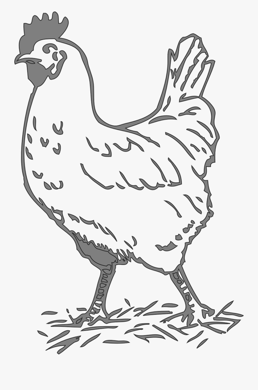 Hen Black And White, Transparent Clipart