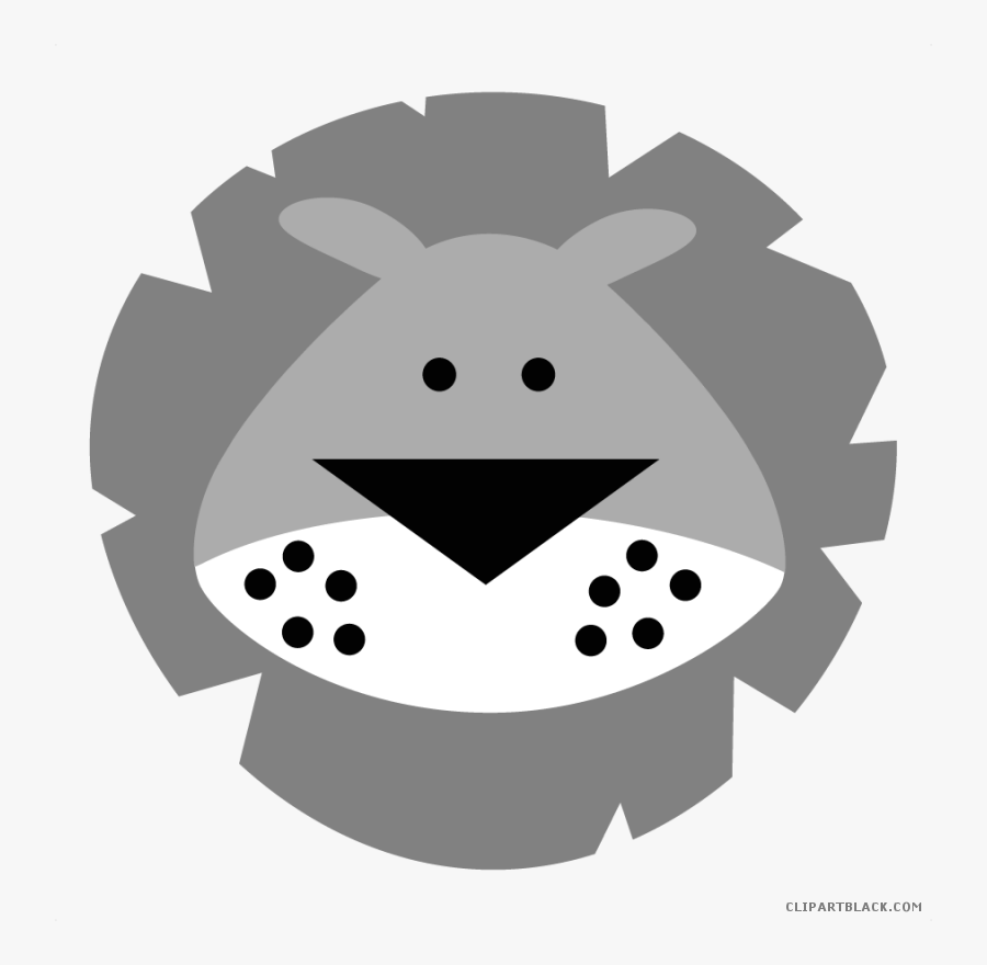 Lion Animal Free Black White Clipart Images Clipartblack - Cute Lion Cartoon Face, Transparent Clipart