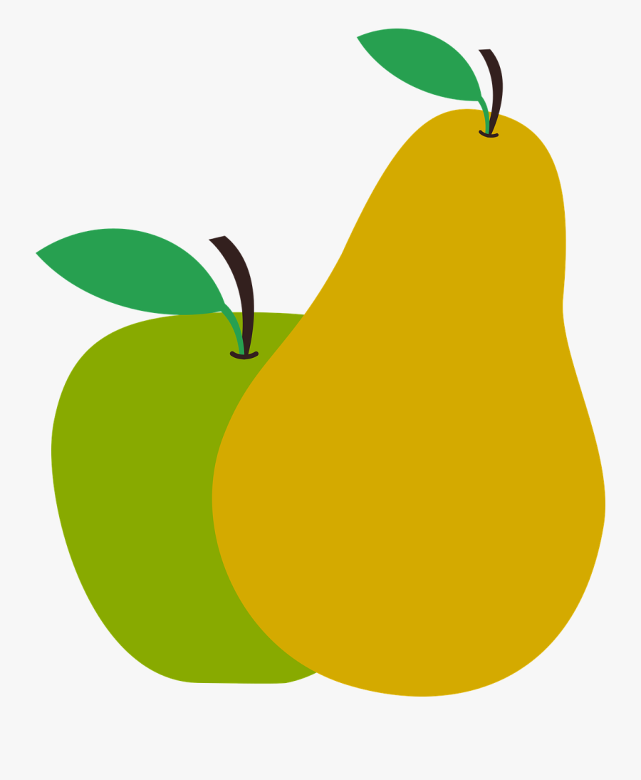 Fruit, Pear, Apple, Food, Yellow, Green, Mature - Apple And Pear Clipart, Transparent Clipart