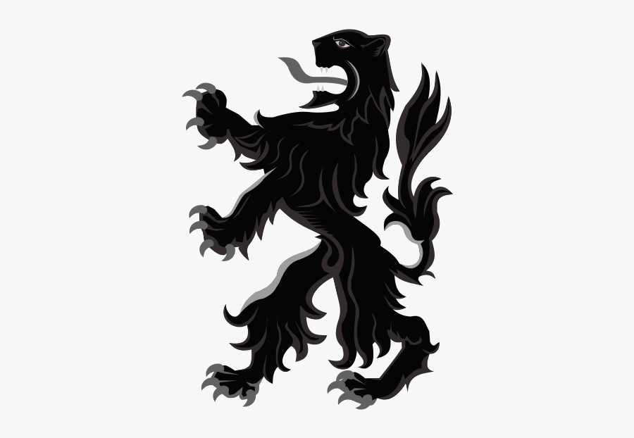 Black Lion Rampant - Black Lion On A Crest, Transparent Clipart