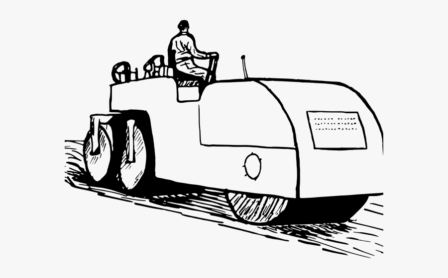 Outline Picture Of Road Roller, Transparent Clipart