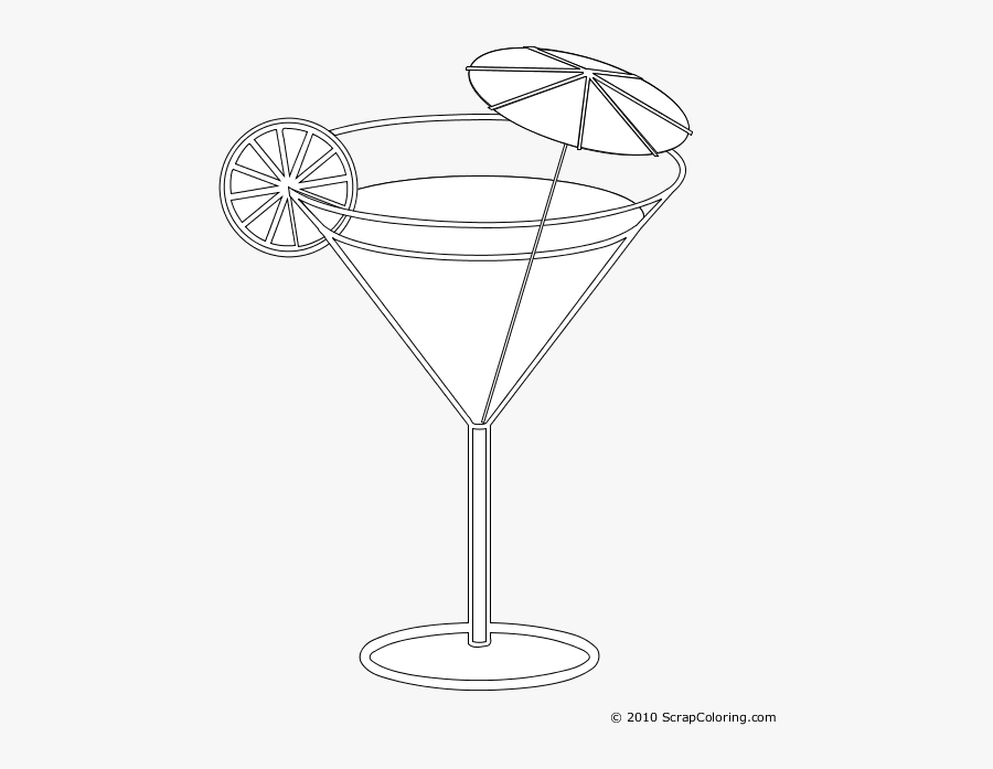 Cocktail Coloring Page - Martini Glass Coloring Page, Transparent Clipart