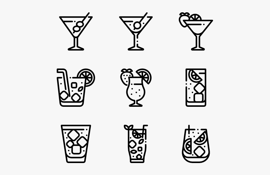 Cocktails - Cocktails Black And White Png, Transparent Clipart
