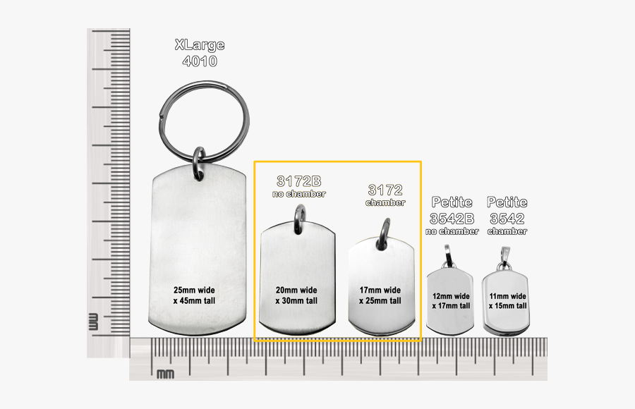Standard Dog Tags Compared To Other Styles - Keychain, Transparent Clipart