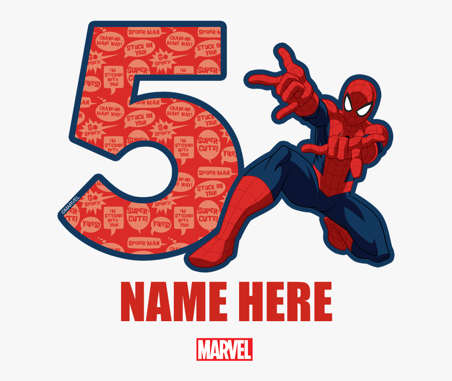 Spider-man Personalized Birth Kids Baseball Jersey - Spiderman Number 5 Png, Transparent Clipart