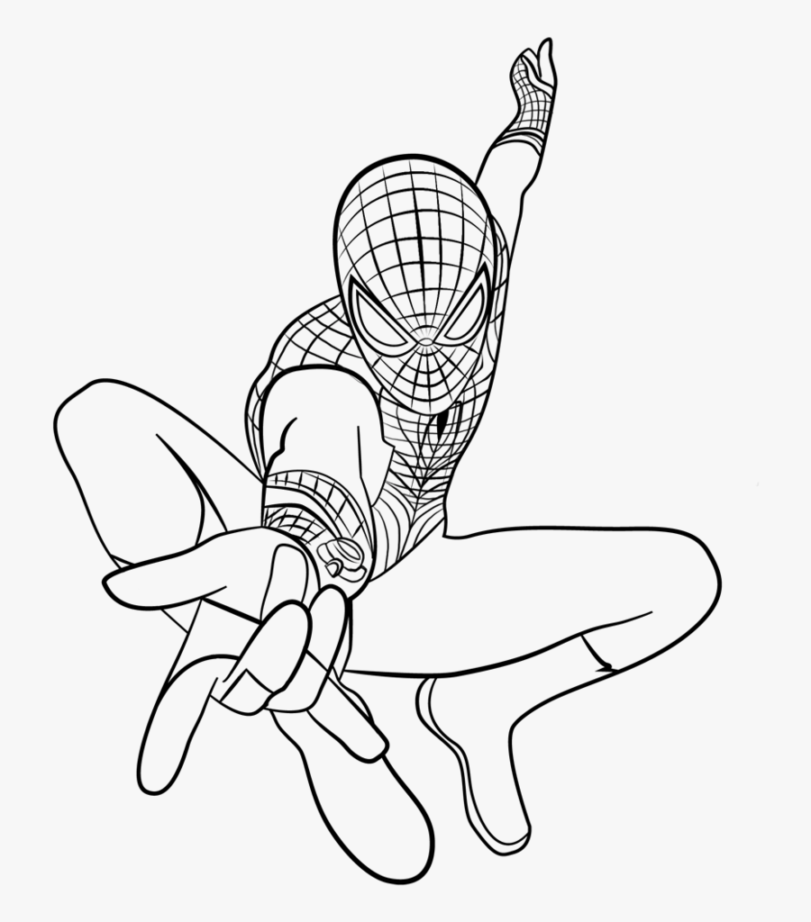 Spiderman Clipart Drawing - Spider Man Line Art Png, Transparent Clipart
