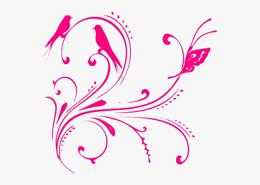 Hot Pink Svg Clip Arts - Vector Floral Pink Png, Transparent Clipart