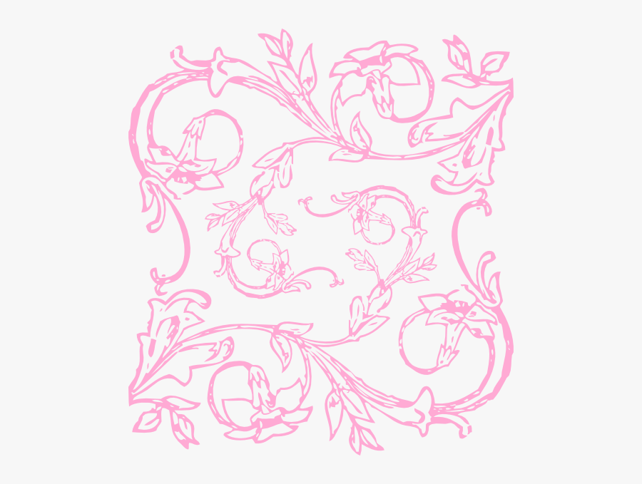 Filigree Clip Art - Pink Floral Border Clip Art, Transparent Clipart