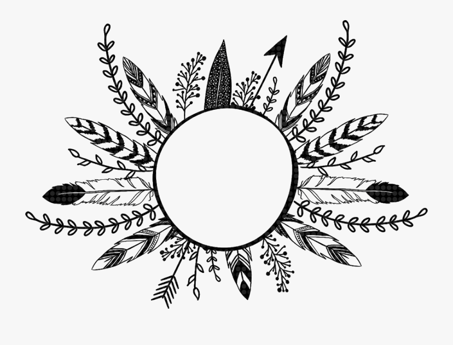 #feathers #arrow #flowers #leaves #frame #border #divider - Feather Arrow Wreath Png, Transparent Clipart