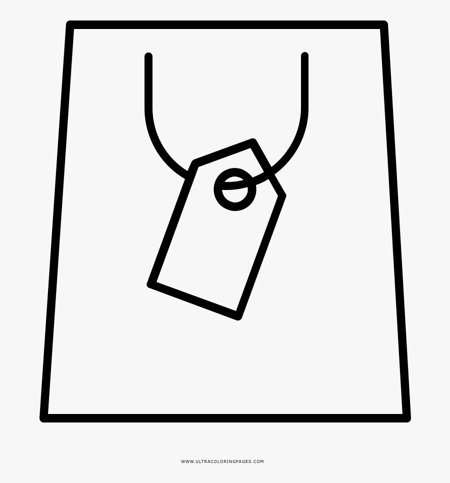 Shopping Bag Coloring Page - Line Art, Transparent Clipart