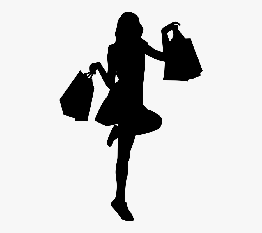 Shopping, Bags, Posing, On One Leg, Purchase, Retail - Shopping Bags Girl Silhouette, Transparent Clipart