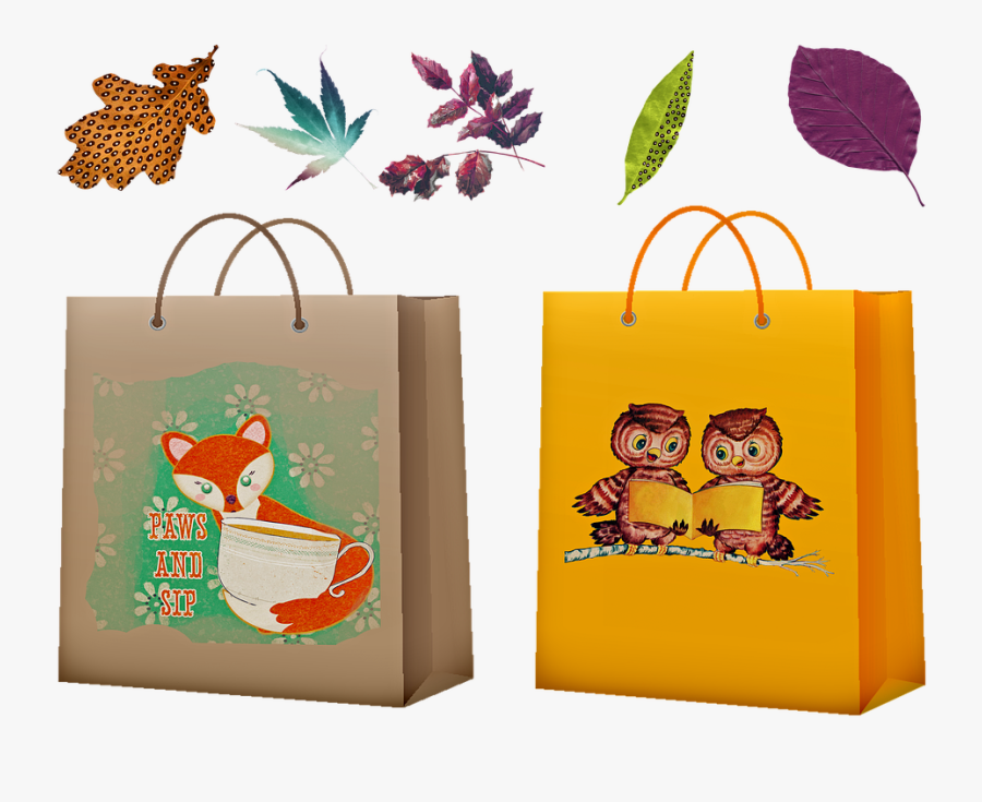 Shopping Bags, Fall, Autumn, Leaves, Paper Bag, Nature - Bag, Transparent Clipart