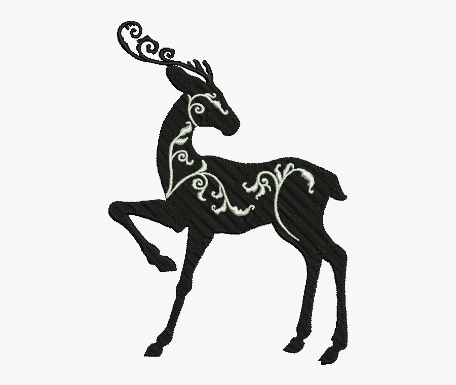 Filigree Reindeer Christmas Silhouette - Christmas Silhouettes Black And White, Transparent Clipart