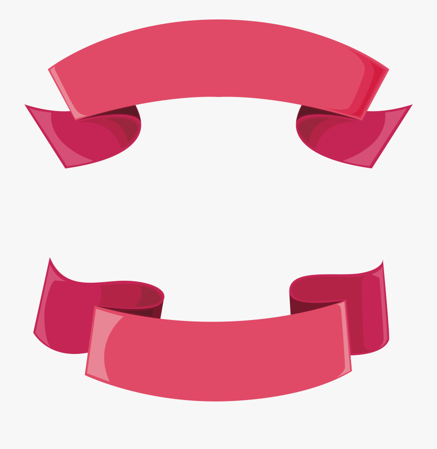 Pink Ribbon Header - Ribbon Text Box Transparent, Transparent Clipart