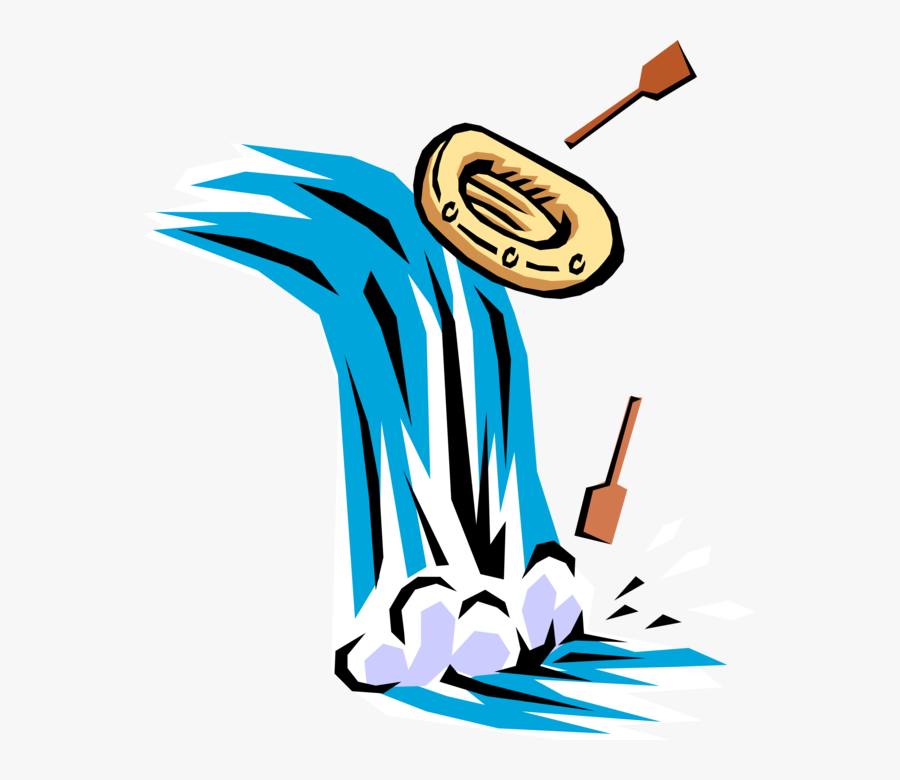 Vector Illustration Of Waterfalls With Inflatable Liferaft - Water Fall Clip Art, Transparent Clipart