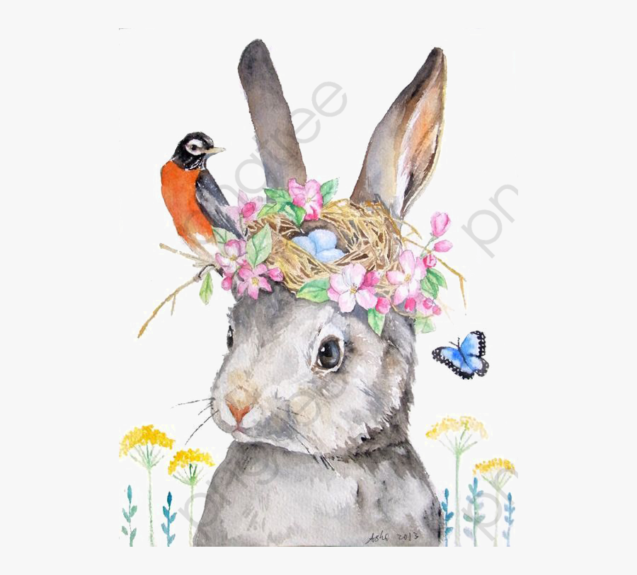 Nest Clipart Watercolor - Bunny Watercolour Paintings, Transparent Clipart