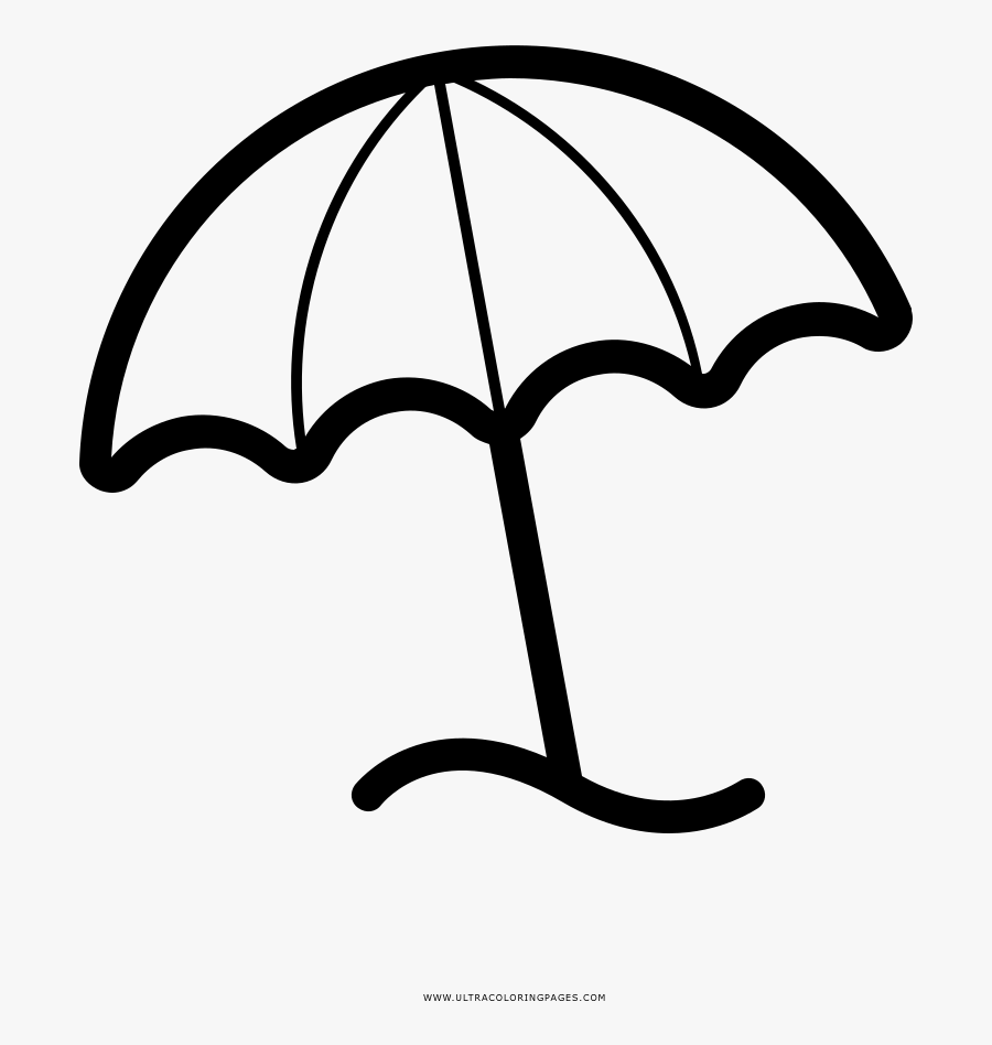 Beach Umbrella Coloring Page - Drawing, Transparent Clipart