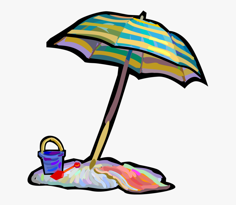 Vector Illustration Of Beach Umbrella Or Parasol Rain - Draw A Beach Umbrella, Transparent Clipart