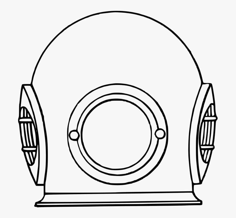 Monochrome Photography,text,rim - Scuba Diver Helmet Clipart, Transparent Clipart