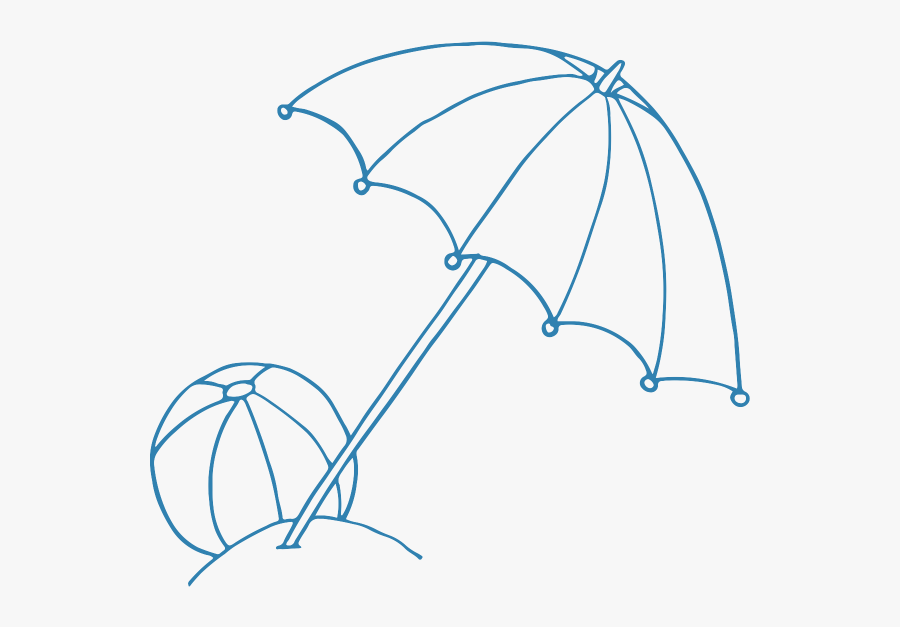 An Icon Of A Beach Umbrella And Ball, In The Color - Umbrella, Transparent Clipart