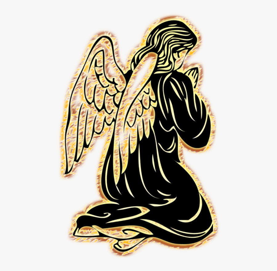 Clip Art Praying Hands Drawing Tattoo Art - Praying Angel Black And White, Transparent Clipart