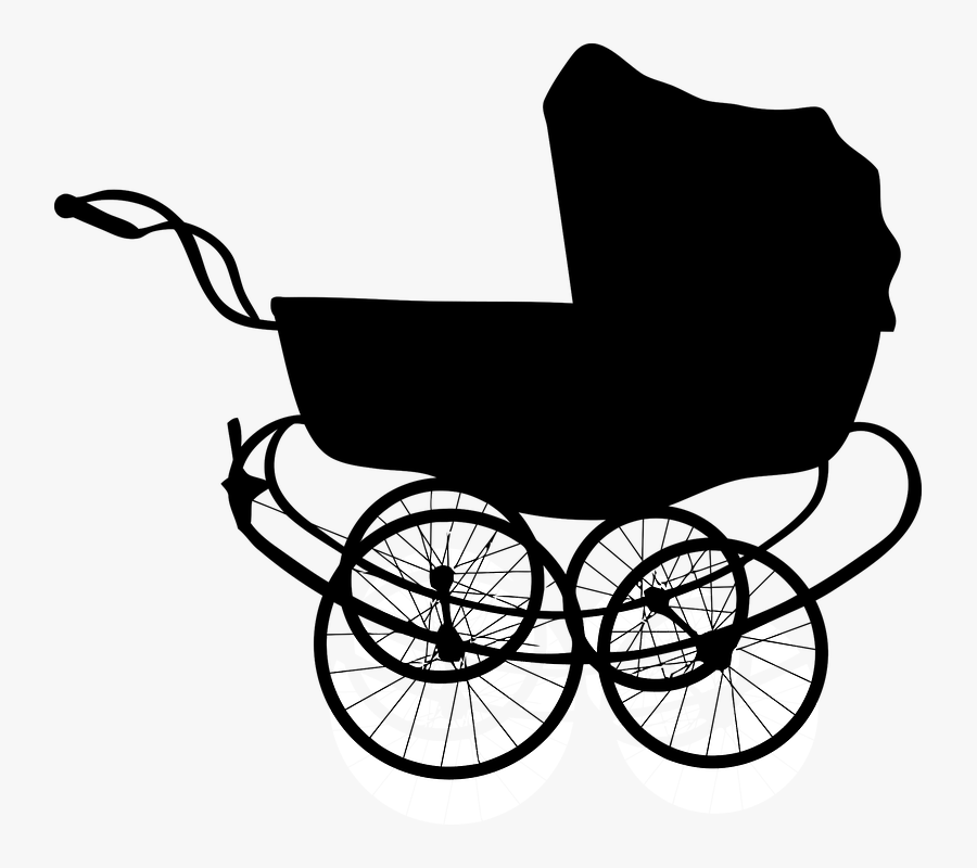 Product,baby Art,black And White,baby Products,line - Baby Carriage Silhouette, Transparent Clipart