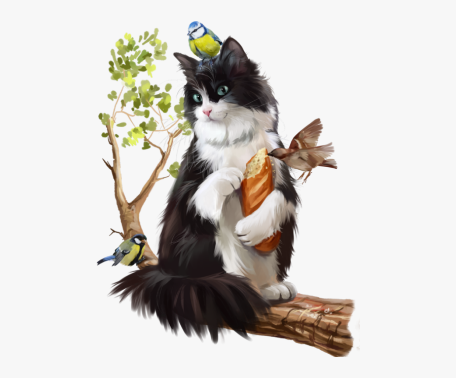 Tuxedo Cat Angel Clipart - Lorri Kajenna Art Katzen, Transparent Clipart