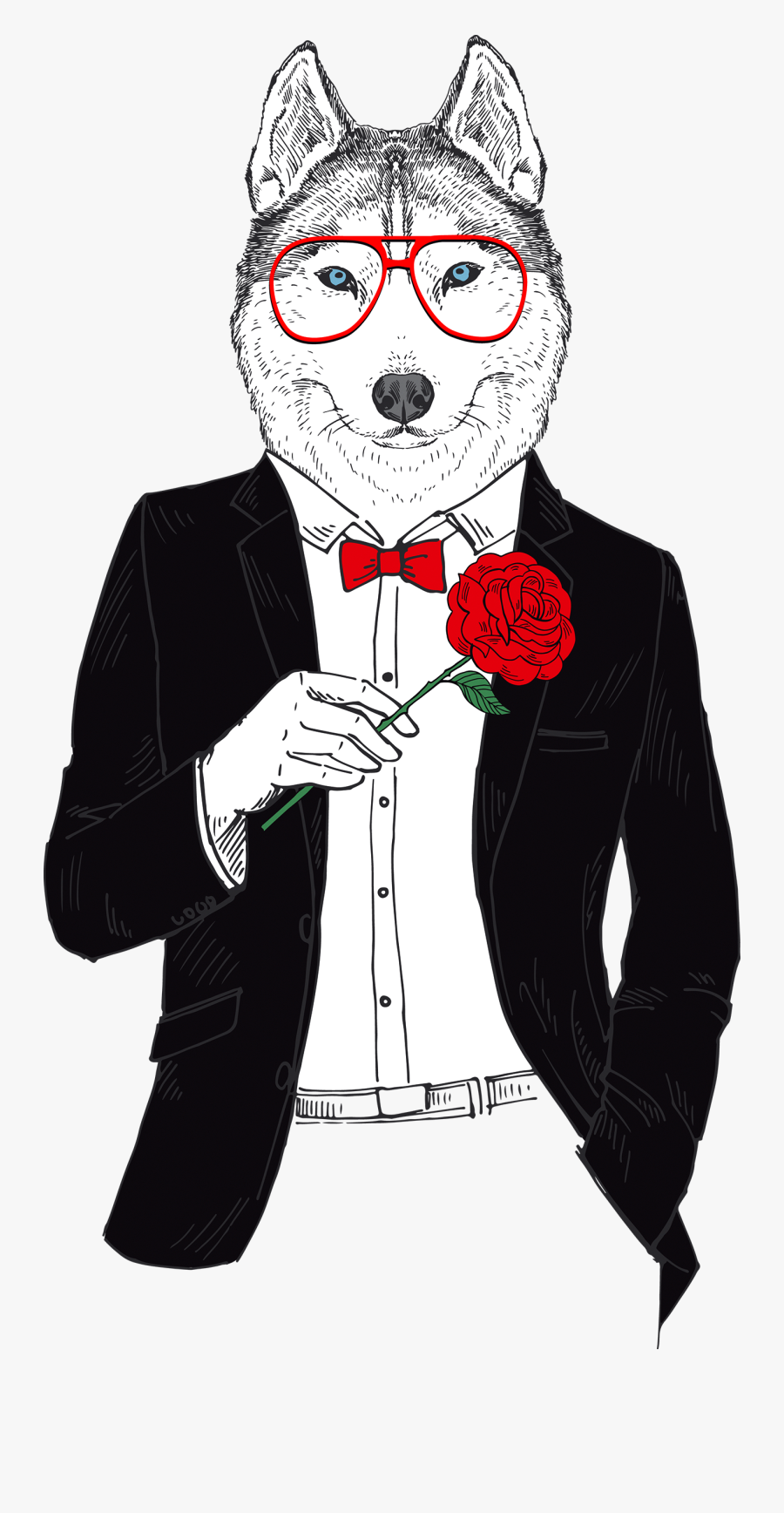 Gray Shirt Sleeveless T-shirt Mr - Wolf Tuxedo, Transparent Clipart
