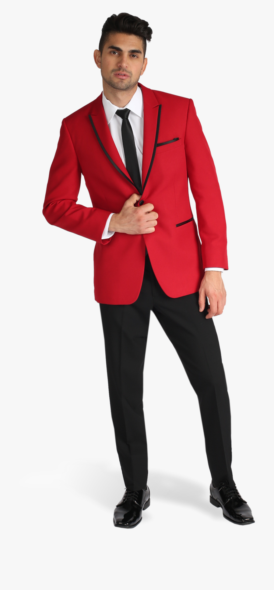 Red Peak Lapel Tuxedo Red Suit For Men - Ike Behar Red Tuxedo, Transparent Clipart