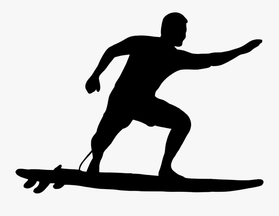Surfer, Surfboard, Silhouette, Man, Athletic, Fit - Silhouette Surfing Board, Transparent Clipart